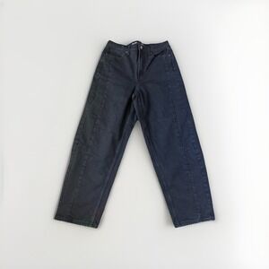 Old Navy Jeans Womens 10 Tall High Rise Barrel Leg Washed Black Tapered Ankle